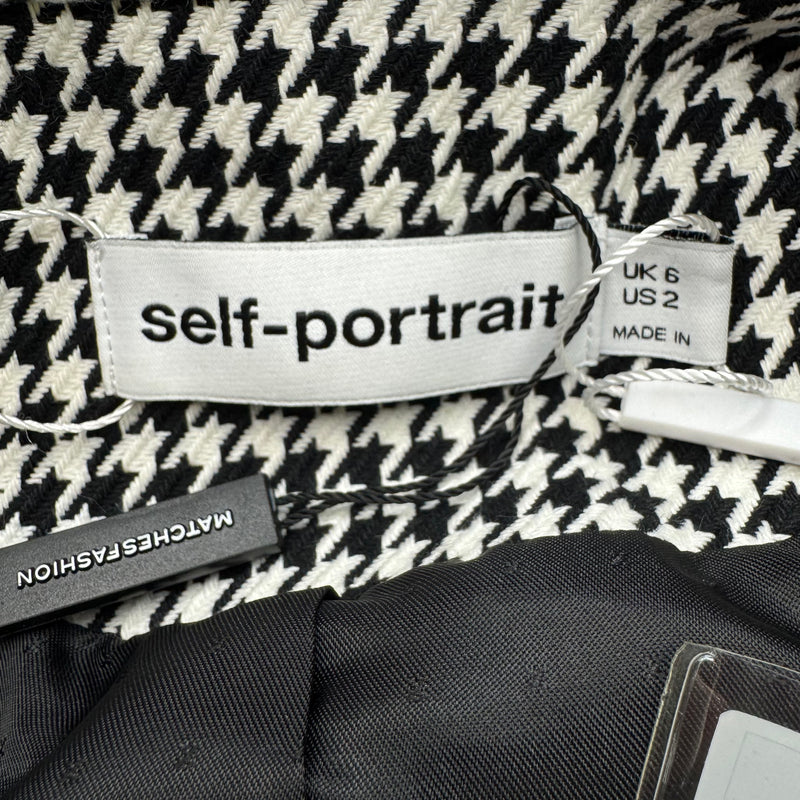 Self-Portrait Women's Black and White Houndstooth Cotton Blazer
