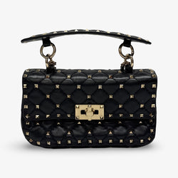 Valentino Small Nappa Leather Rockstud Spike Black Handbag