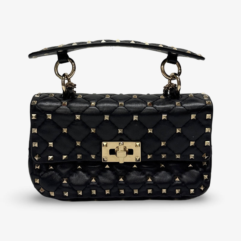 Valentino Small Nappa Leather Rockstud Spike Black Handbag