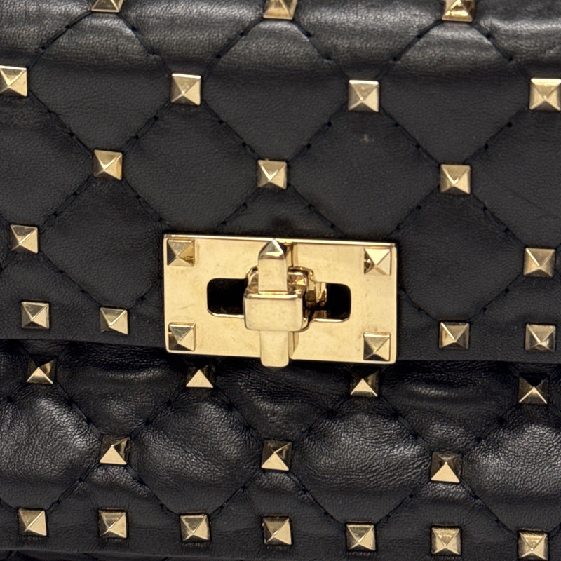 Valentino Small Nappa Leather Rockstud Spike Black Handbag