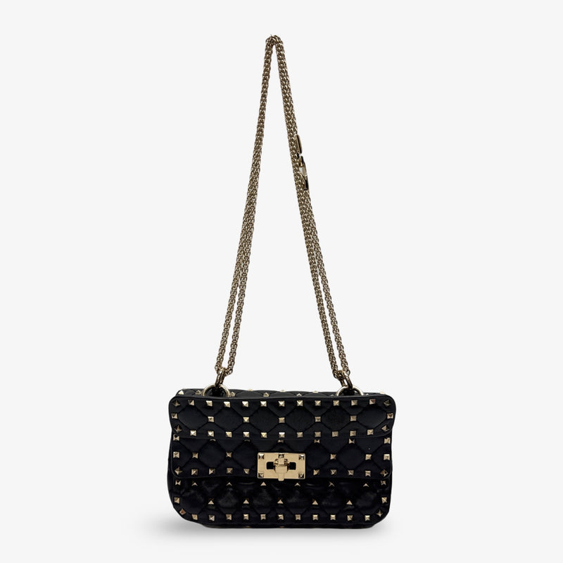 Valentino Small Nappa Leather Rockstud Spike Black Handbag