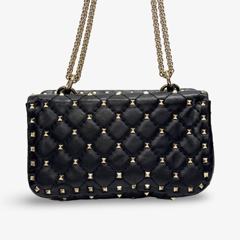 Valentino Small Nappa Leather Rockstud Spike Black Handbag