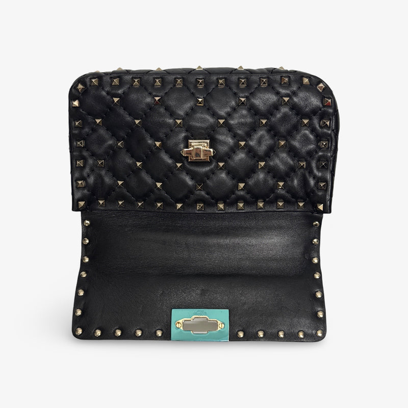 Valentino Small Nappa Leather Rockstud Spike Black Handbag