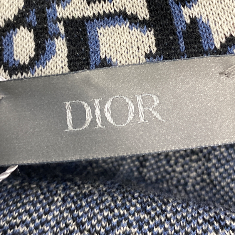 Dior Homme men's navy oblique print cotton jaquard shirt