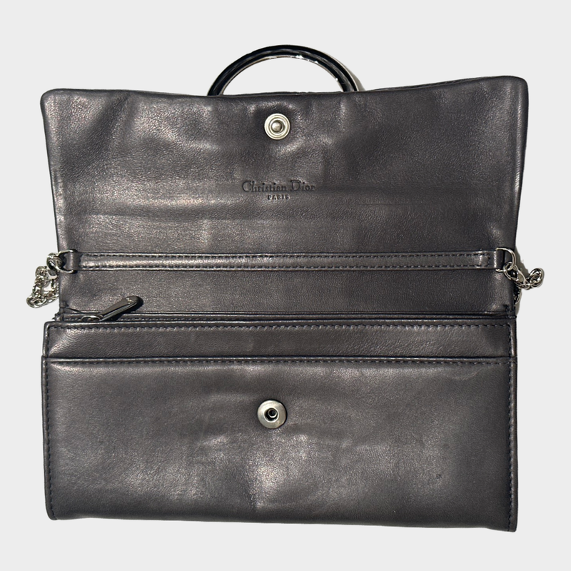 DIOR women's grey lambskin wallet on chain handbag
