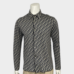 Dior Homme men's navy oblique print cotton jaquard shirt