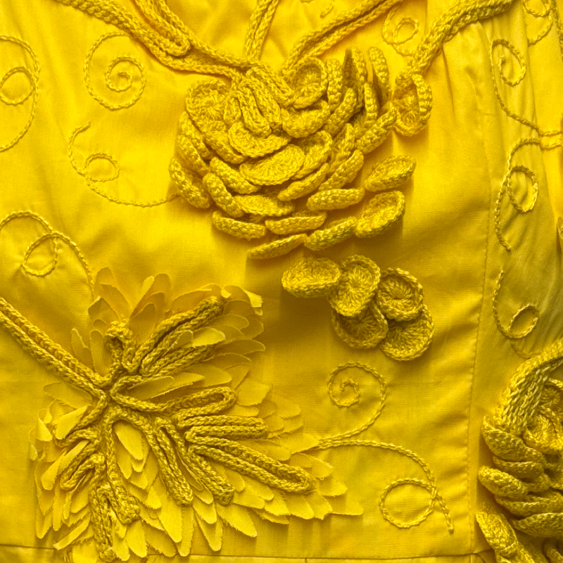 MSGM Yellow floral embroidered cotton maxi dress