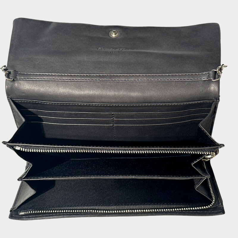 DIOR women's grey lambskin wallet on chain handbag