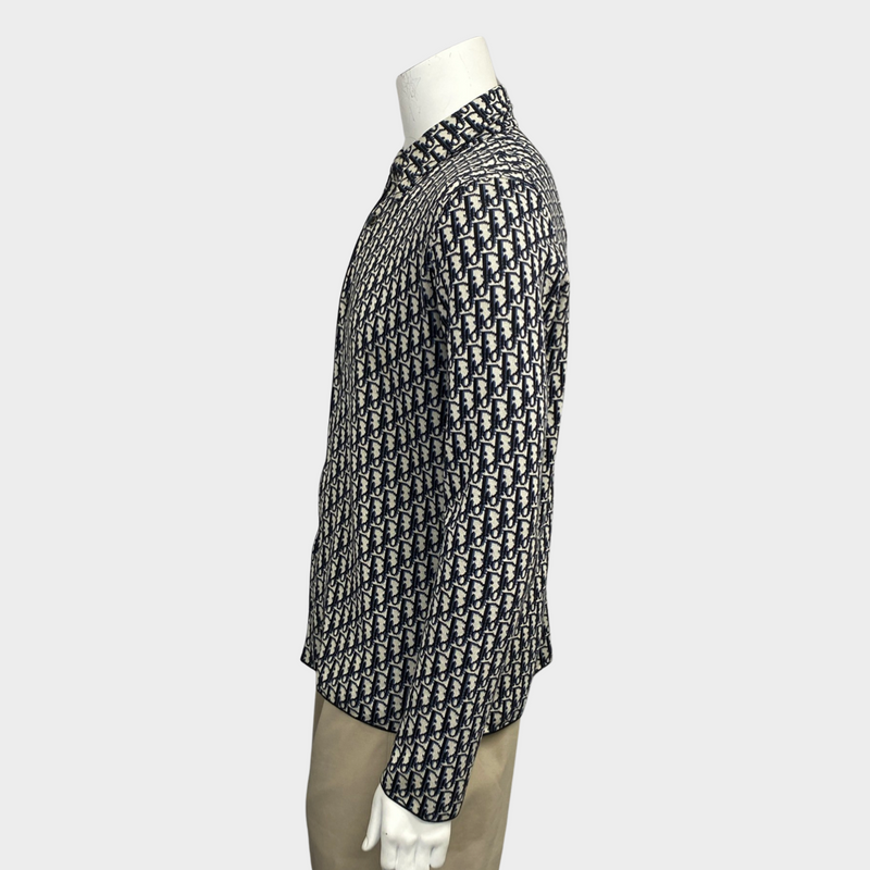 Dior Homme men's navy oblique print cotton jaquard shirt