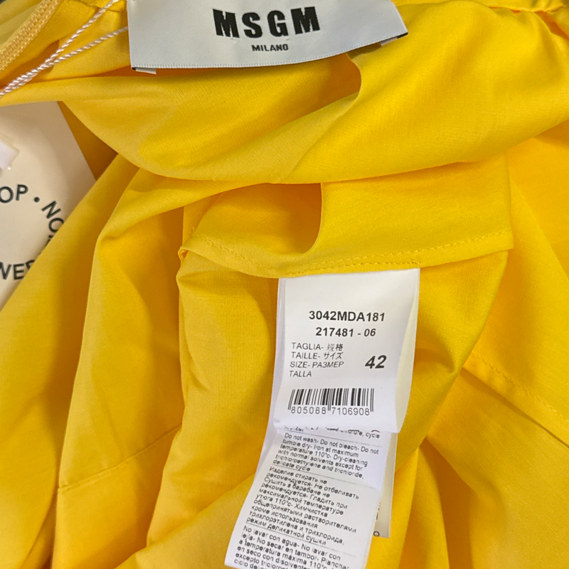 MSGM Yellow floral embroidered cotton maxi dress