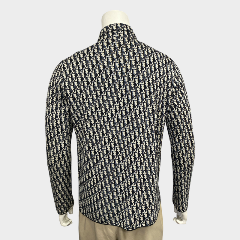 Dior Homme men's navy oblique print cotton jaquard shirt