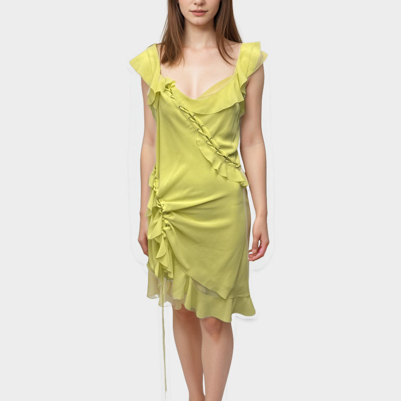Acne Studios Yellow and green ruffle Dress