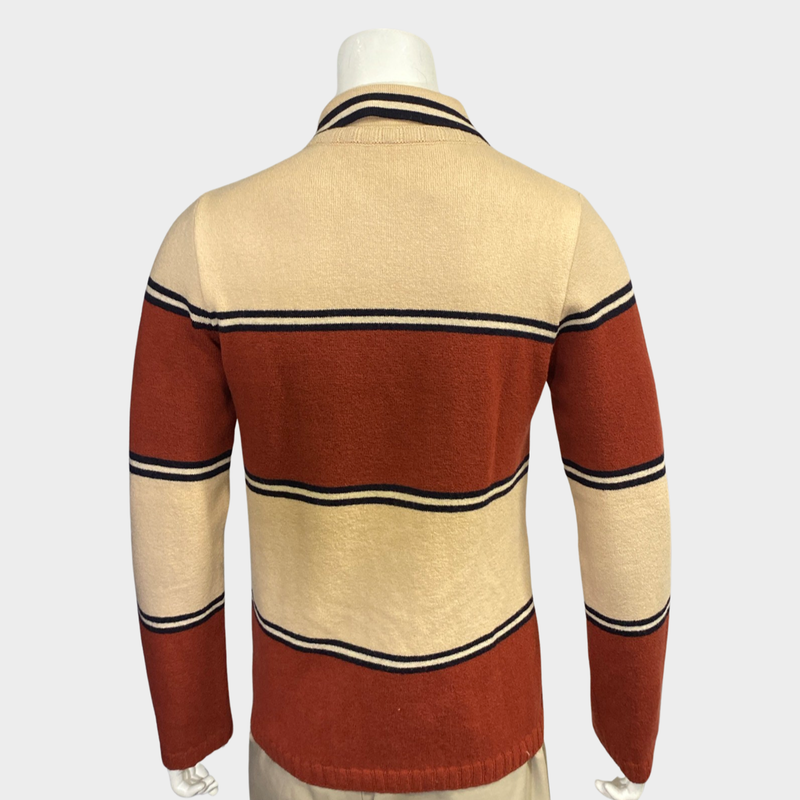 Dries Van Noten men's cream and burnt orange striped merino wool jumper