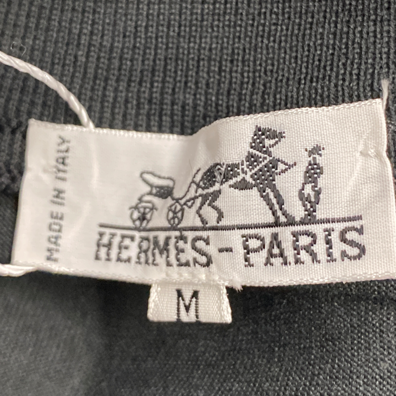 Hermes men's black cotton t-shirt with logo embroidery