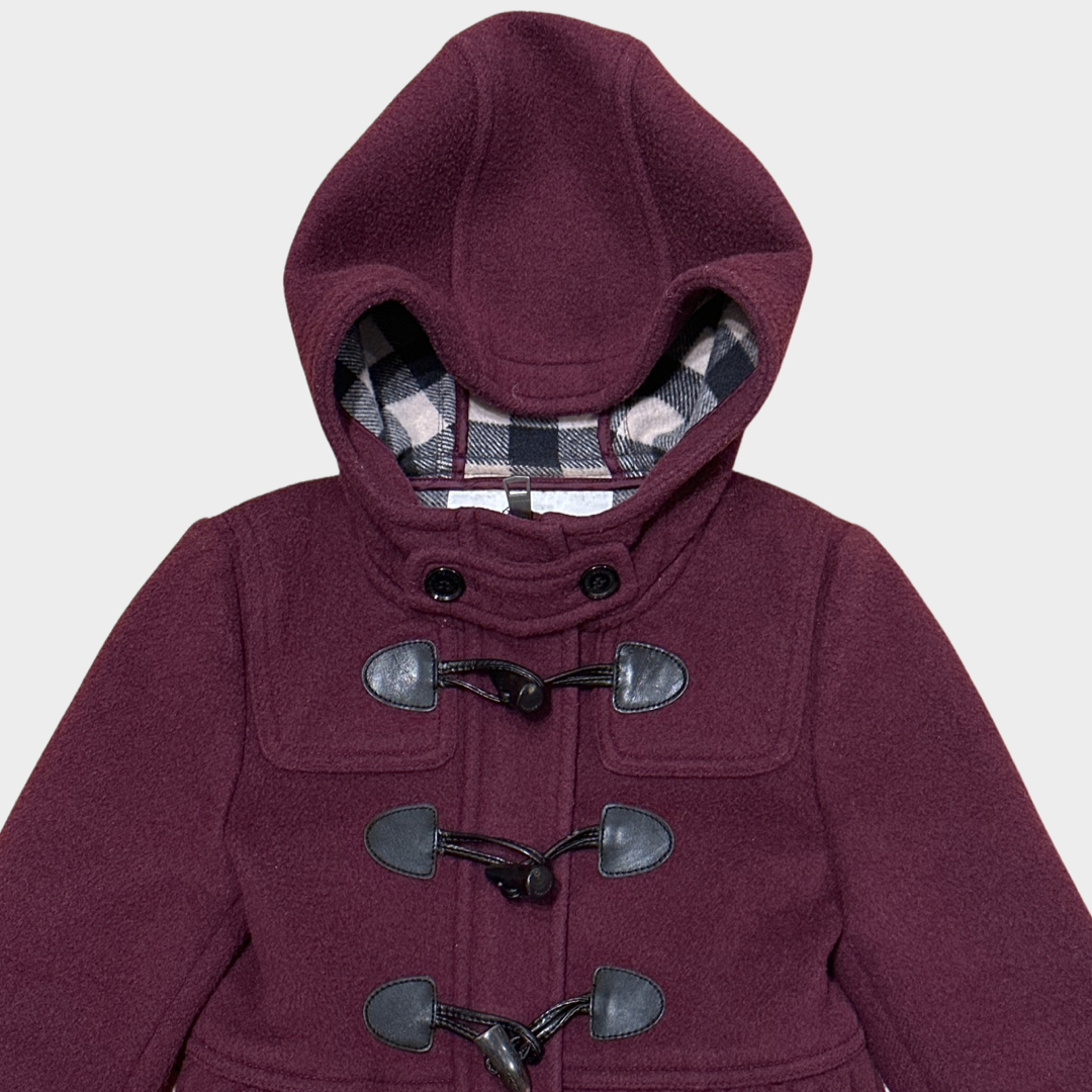 Burberry girl s burgundy wool coat with hood Loop Generation