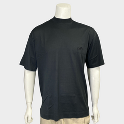 Hermes men's black cotton t-shirt with logo embroidery