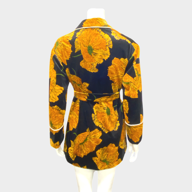 Gucci women's yellow and black floral velvet suit set with embroidery