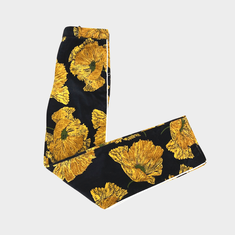 Gucci women's yellow and black floral velvet suit set with embroidery