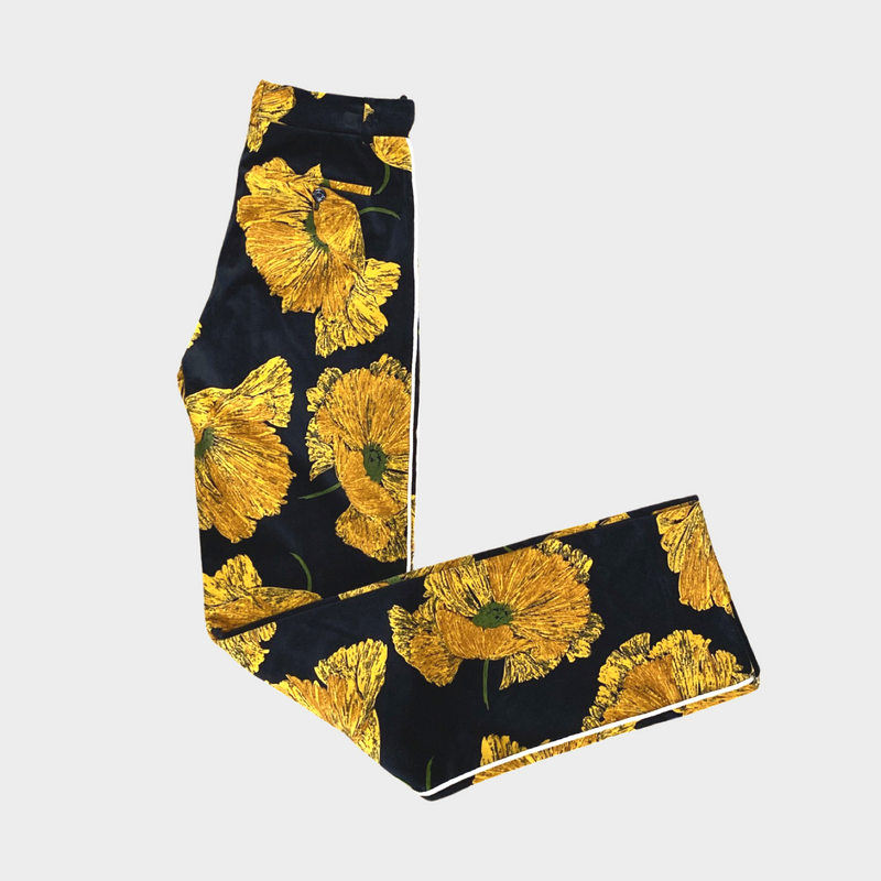 Gucci women's yellow and black floral velvet suit set with embroidery