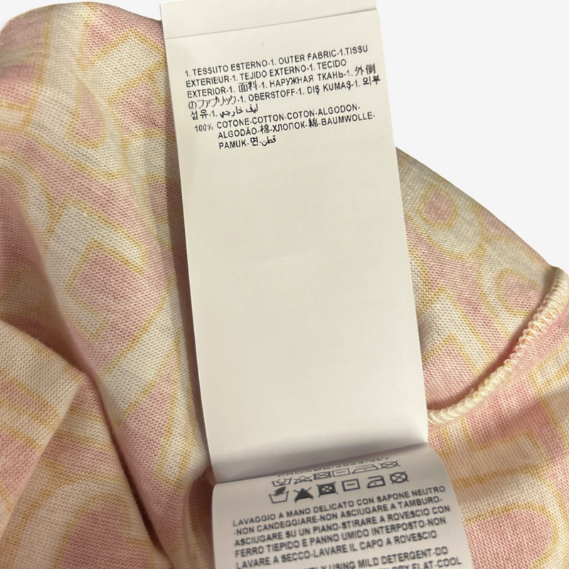 Versace men's pink and yellow cotton monogram print t-shirt