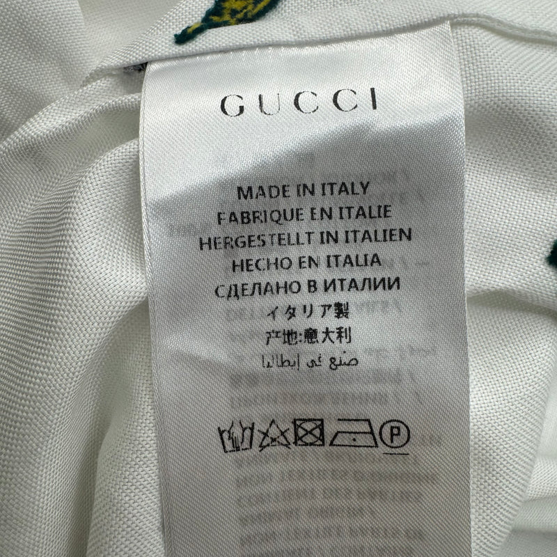 Gucci Men's White Cotton Shirt With Dainty Embroidery
