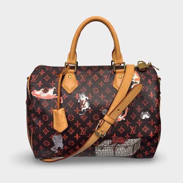 Louis Vuitton x Grace Coddington Limited Edition Women's Multicolored Catogram Canvas Speedy Bandouliere Handbag