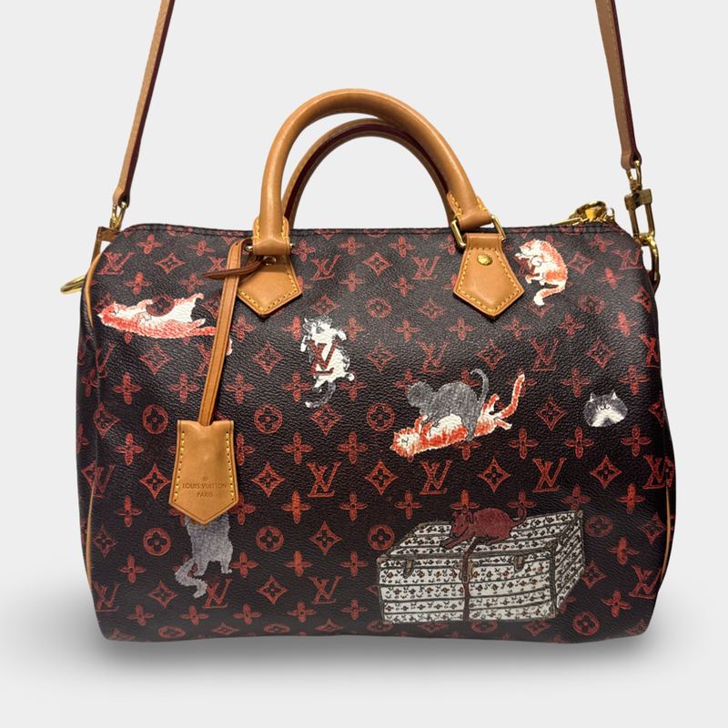 Louis Vuitton x Grace Coddington Limited Edition Women's Multicolored Catogram Canvas Speedy Bandouliere Handbag