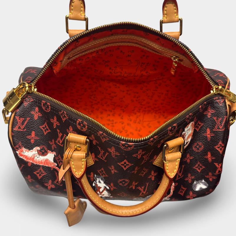 Louis Vuitton x Grace Coddington Limited Edition Women's Multicolored Catogram Canvas Speedy Bandouliere Handbag