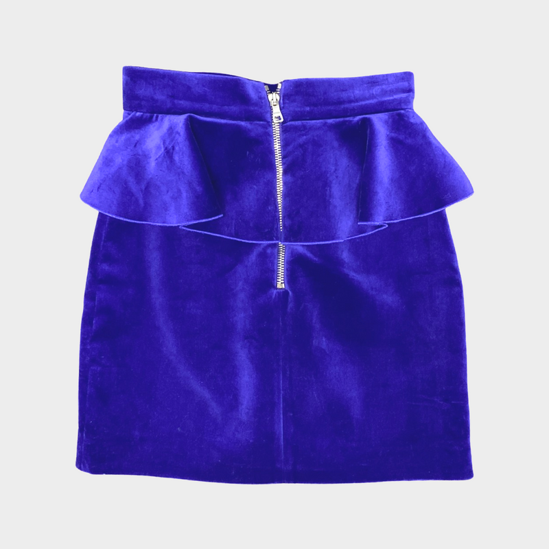 Balmain purple ruffled peplum mini skirt