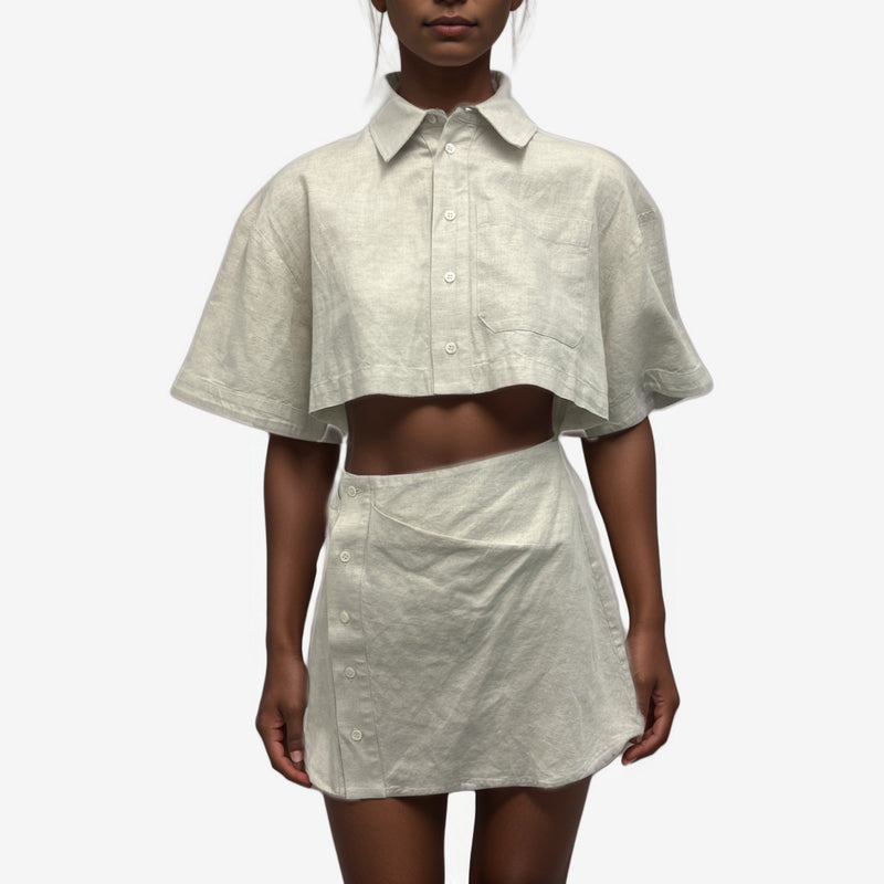 Jacquemus Beige Linen Cut-Out Detail Shirt Dress