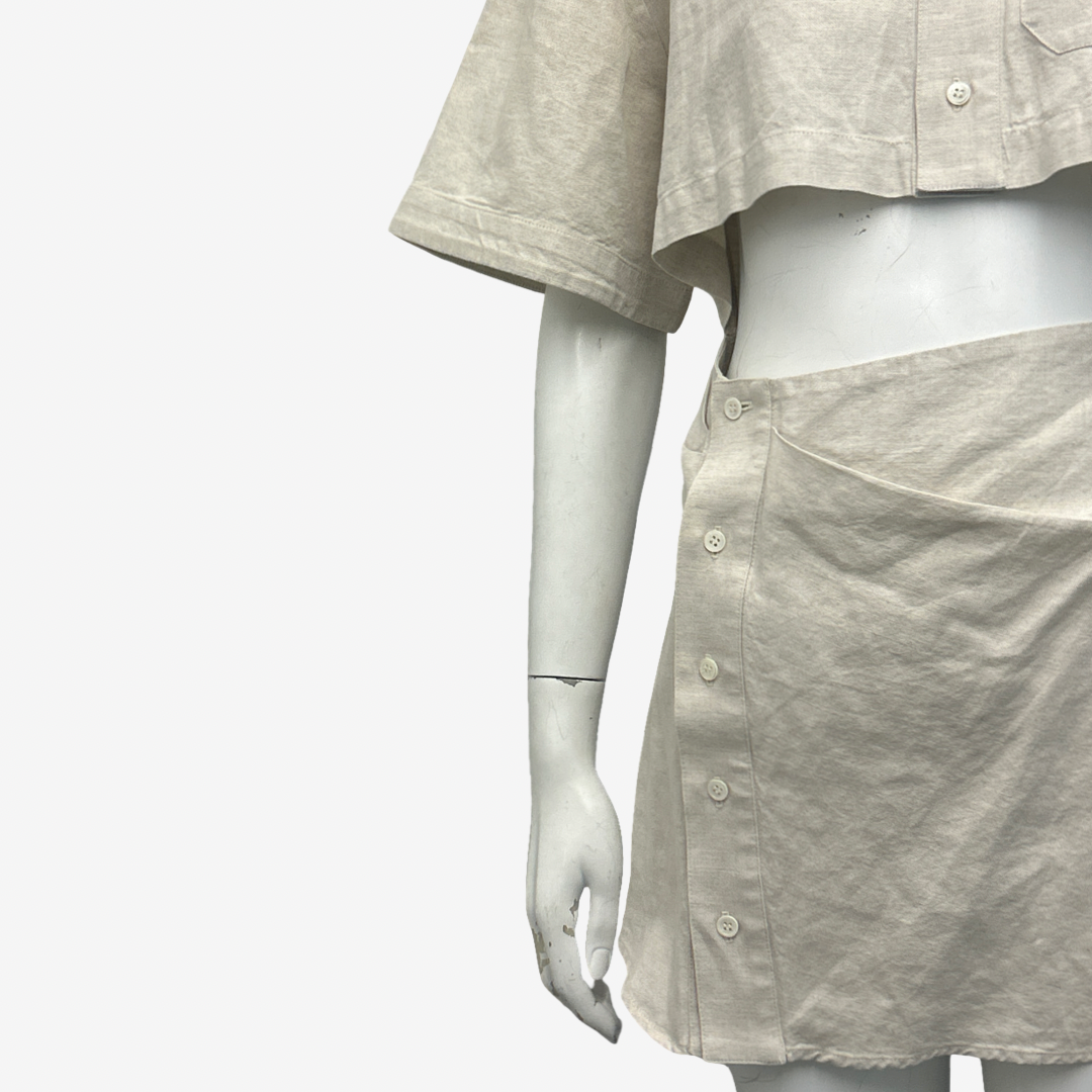 Jacquemus Beige Linen Cut-Out Detail Shirt Dress  Loop Generation