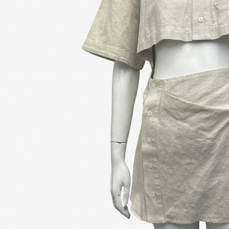 Jacquemus Beige Linen Cut-Out Detail Shirt Dress