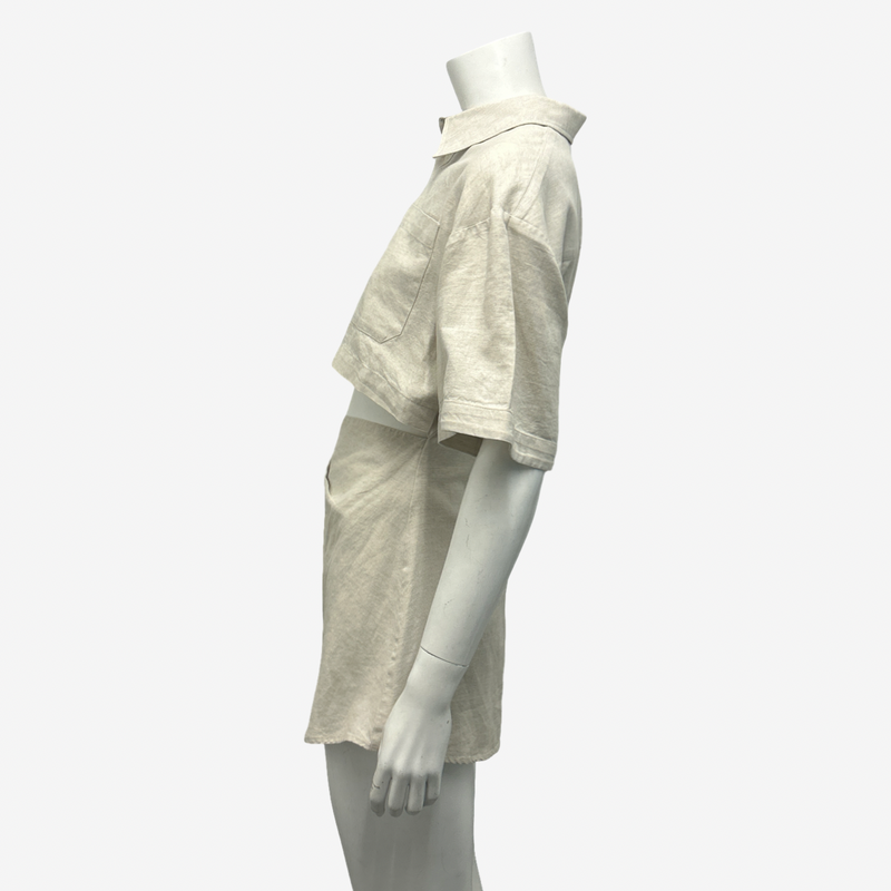 Jacquemus Beige Linen Cut-Out Detail Shirt Dress