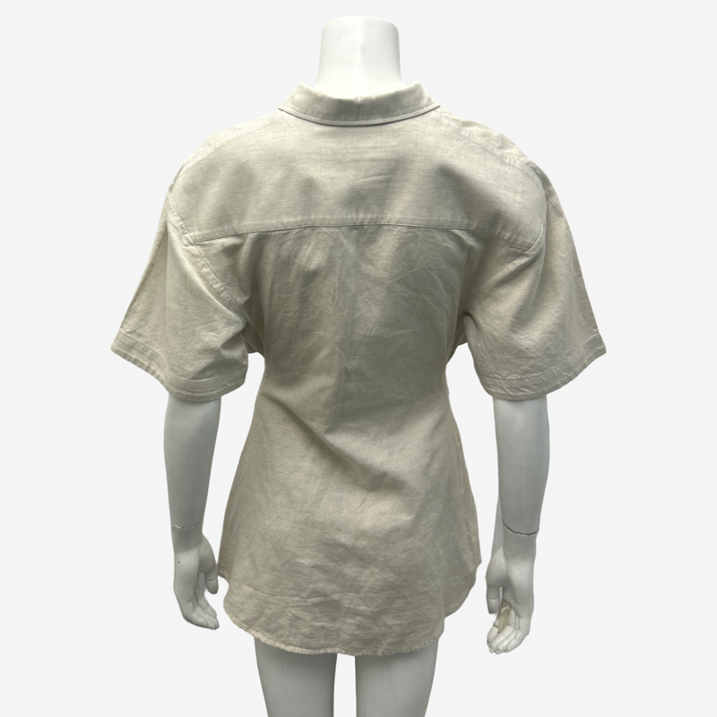 Jacquemus Beige Linen Cut-Out Detail Shirt Dress
