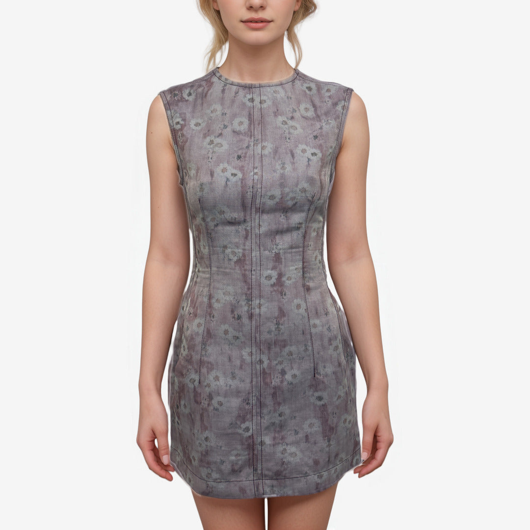 Acne Studio Lilac Watercolour Linen Sleeveless Dress Loop Generation Acne Studio Lilac Watercolour Linen Sleeveless Dress Loop Generation