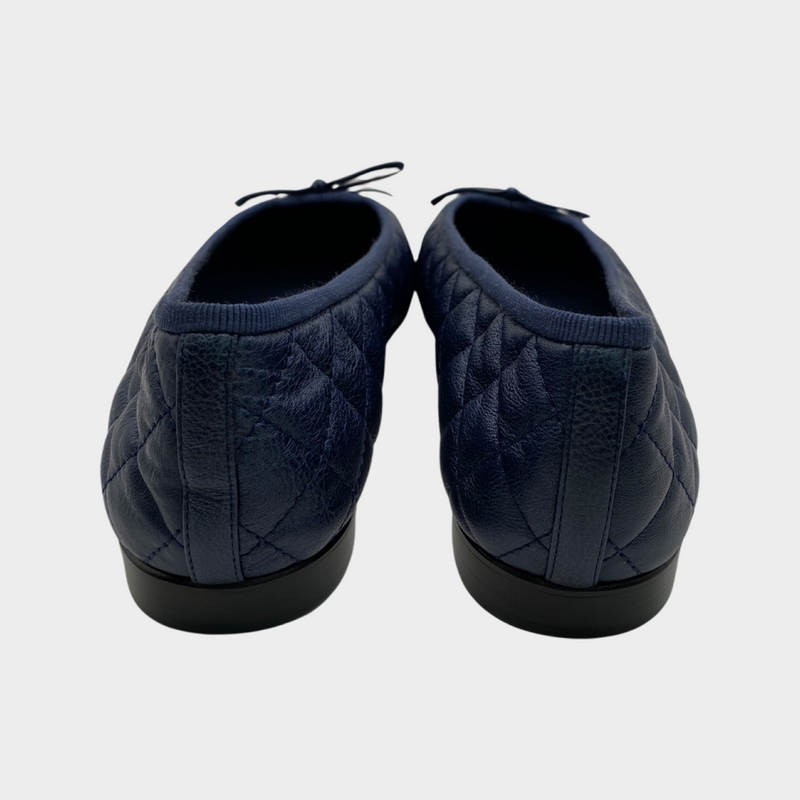 Chanel navy aged calfskin ballet flats