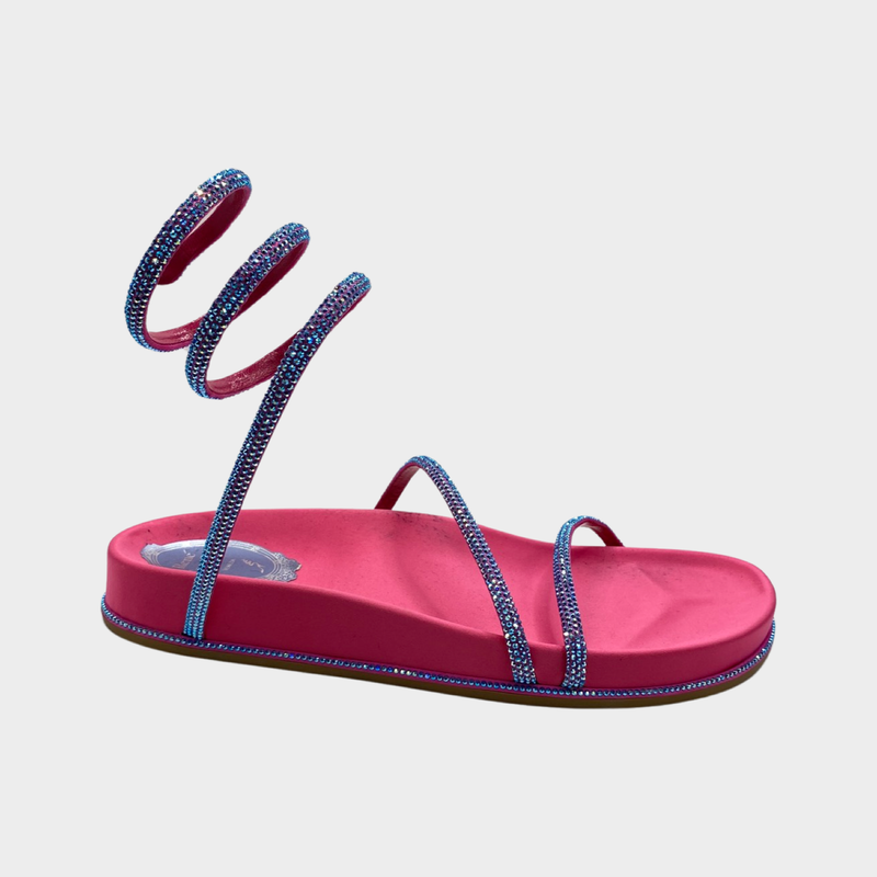Rene Caovilla pink rubber embellished flats