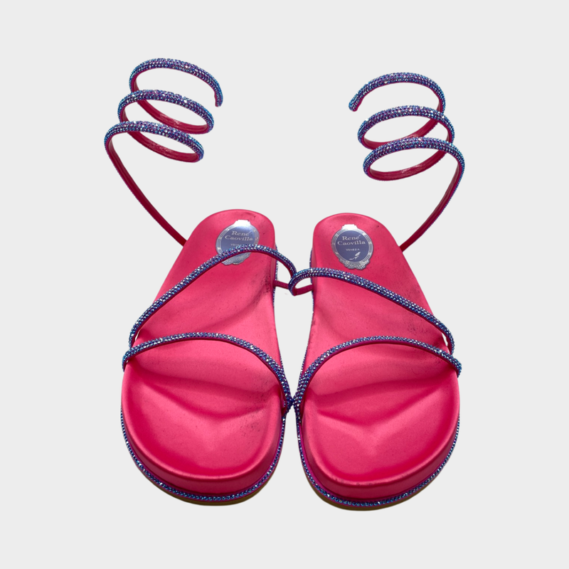 Rene Caovilla pink rubber embellished flats