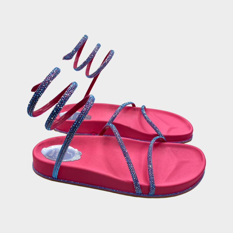 Rene Caovilla pink rubber embellished flats