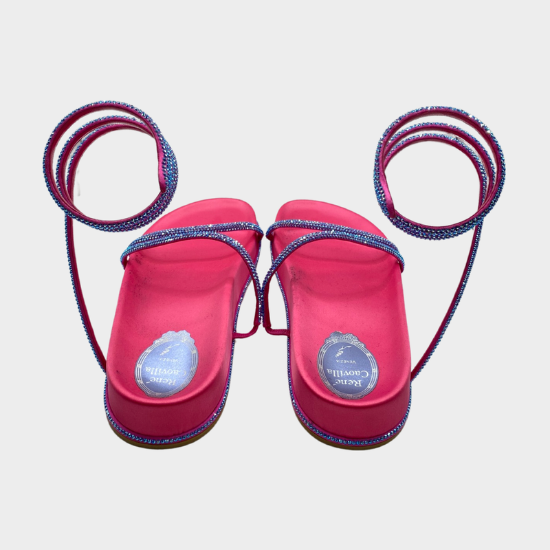 Rene Caovilla pink rubber embellished flats