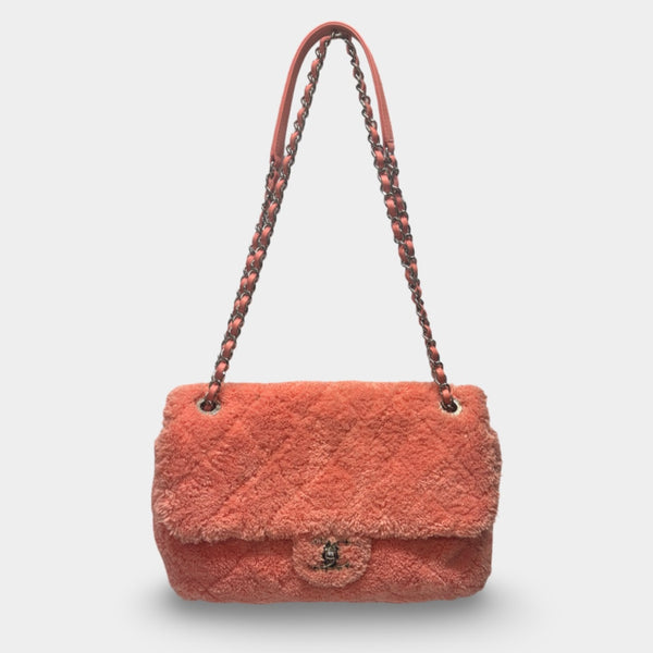 Chanel Women's 2019 Pink Quilted Terry Cloth Coco Beach Flap Shoulder Bag