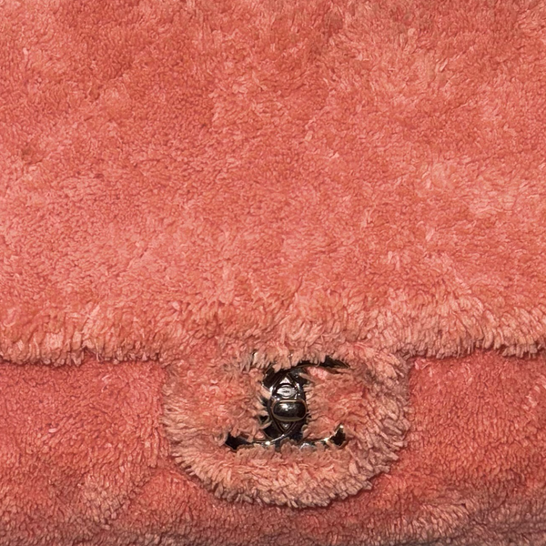 Chanel Women's 2019 Pink Quilted Terry Cloth Coco Beach Flap Shoulder Bag