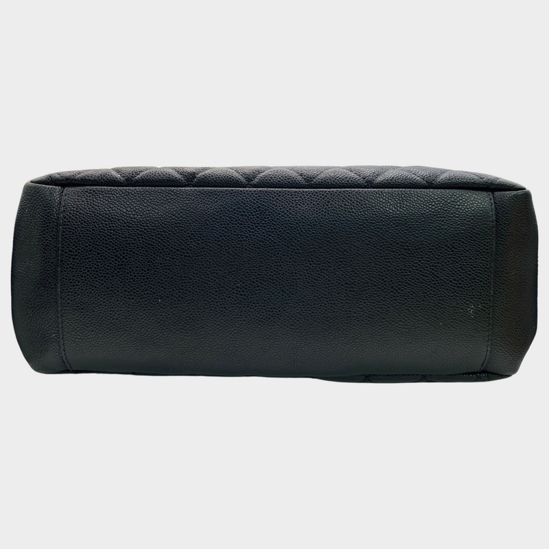 Chanel black grained quilted leather grand shopping tote