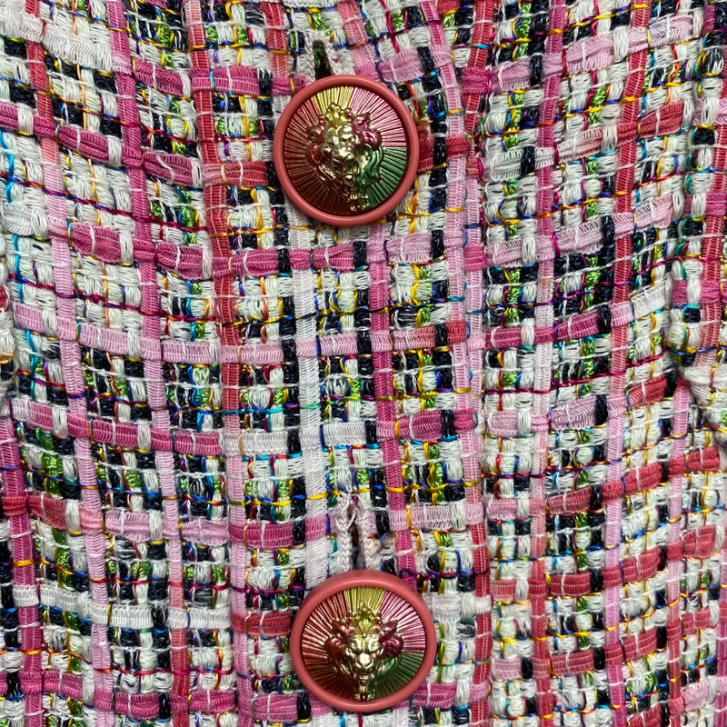 Chanel tweed rainbow pink button playsuit
