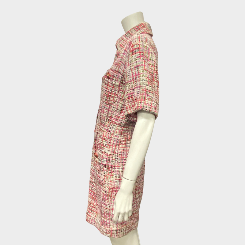 Chanel tweed rainbow pink button playsuit