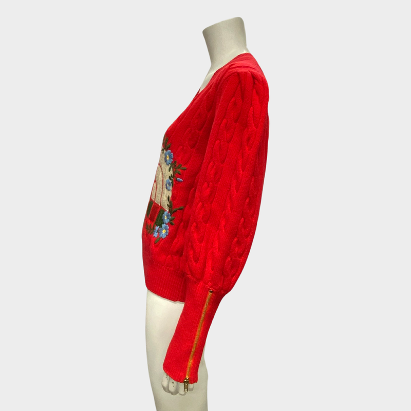 Gucci North Face red wool jumper with zip detailing on sleeves