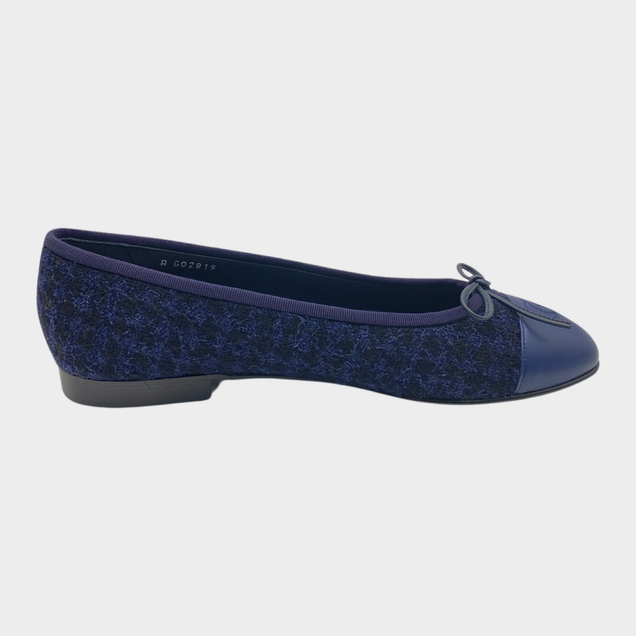 Ballet flats - Wool tweed & lambskin, navy blue, blue & black — Fashion