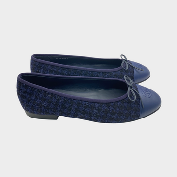 Chanel navy store ballet flats