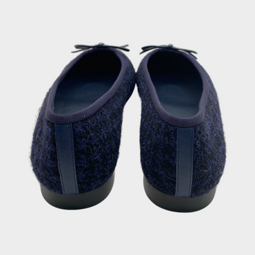 Chanel navy tweed and leather ballet flats with bow – Loop Generation