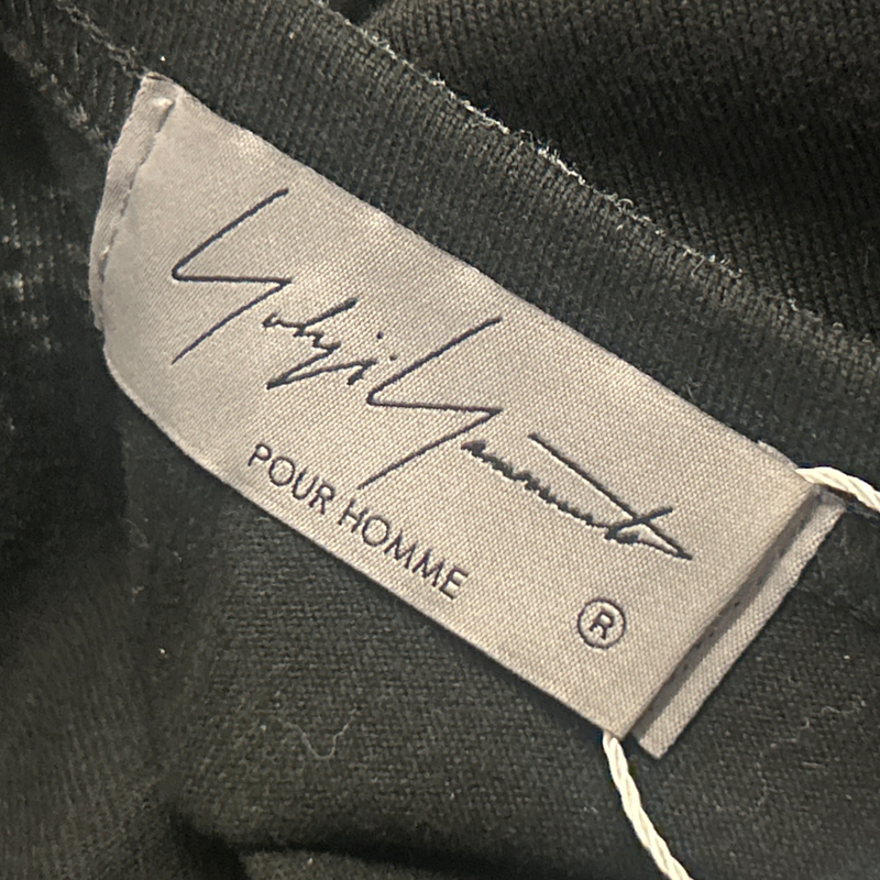 Yohji Yamamoto men's black cotton t-shirt with white brushstroke design